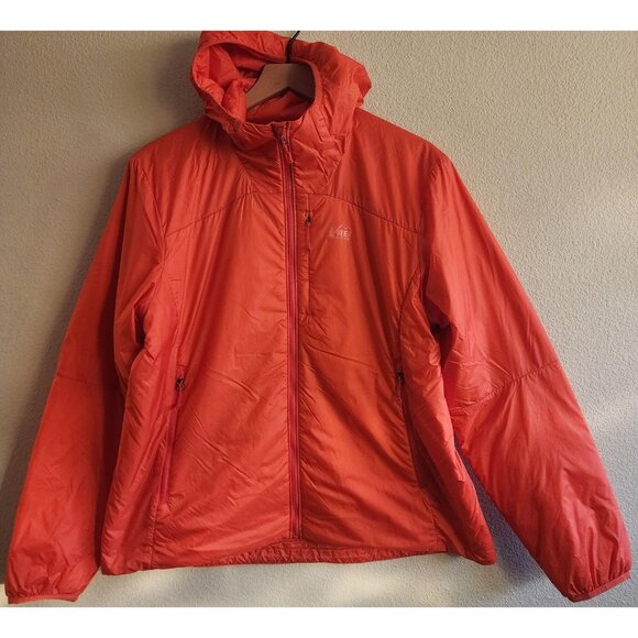 REI Co-op Jacket Womens XLarge Orange Hooded PrimaLoft Insulated Full Zip Warm - Picture 1 of 12